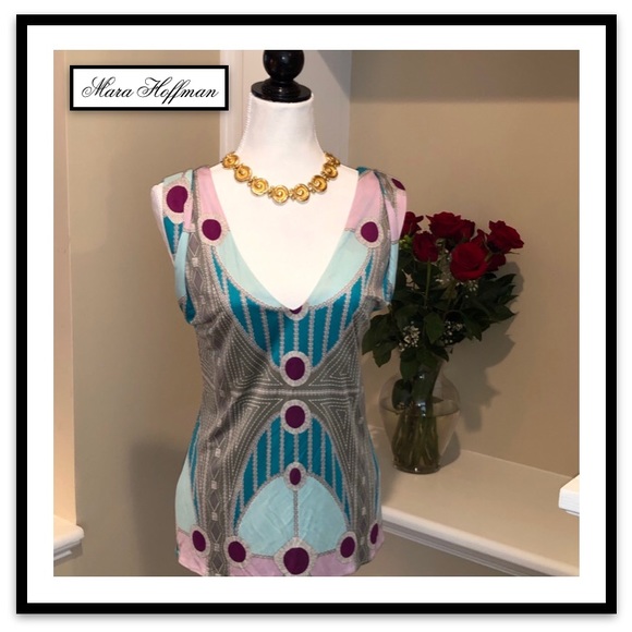 Mara Hoffman Tops - Lovely Mara Hoffman Deep-V Silk “Peacock” Top
